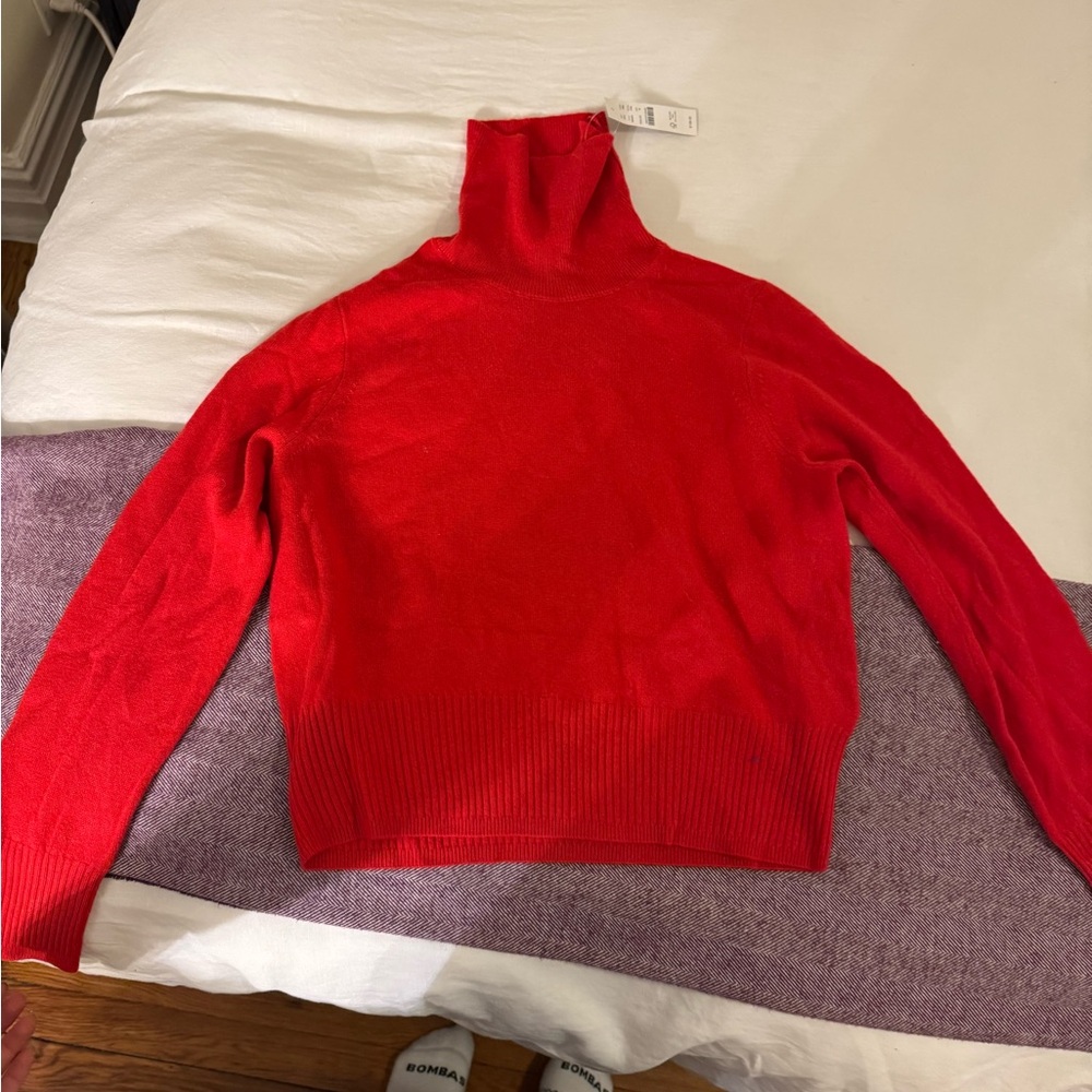 J Crew red turtleneck cashmere sweater - new with tags